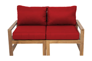 Newport Teak Outdoor Loveseat. Sunbrella Cushion.