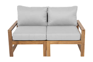 Newport Teak Outdoor Loveseat. Sunbrella Cushion.