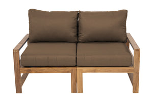 Newport Teak Outdoor Loveseat. Sunbrella Cushion.