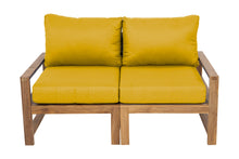 Newport Teak Outdoor Loveseat. Sunbrella Cushion.