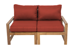 Newport Teak Outdoor Loveseat. Sunbrella Cushion.