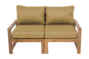 Newport Teak Outdoor Loveseat. Sunbrella Cushion.