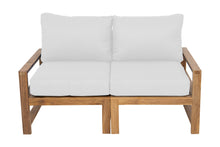 Newport Teak Outdoor Loveseat. Sunbrella Cushion.