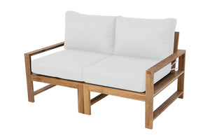 Newport Teak Outdoor Loveseat. Sunbrella Cushion.