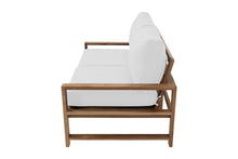 Newport Teak Outdoor Loveseat. Sunbrella Cushion.