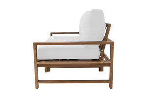 Newport Teak Outdoor Loveseat. Sunbrella Cushion.