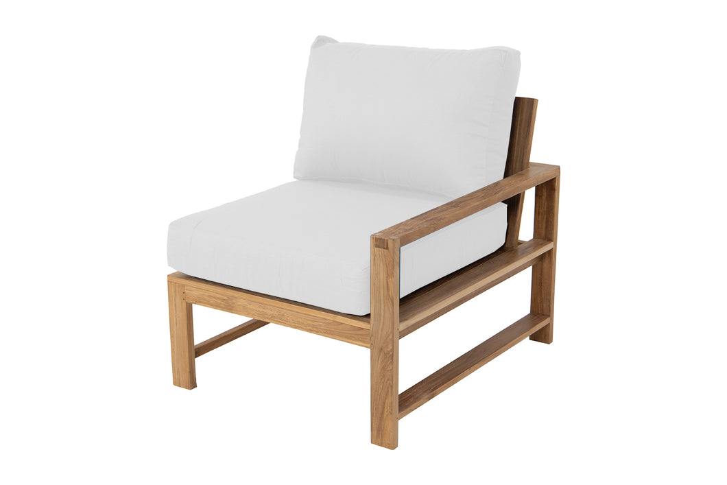 Newport Teak Outdoor Right Arm Chair. Sunbrella Cushion