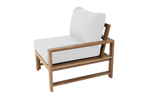 Newport Teak Outdoor Right Arm Chair. Sunbrella Cushion