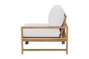 Newport Teak Outdoor Right Arm Chair. Sunbrella Cushion