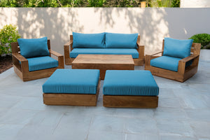 7 pc Pacific Teak Deep Seating Set with 72" Coffee Table. Sunbrella Cushion.