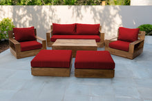 7 pc Pacific Teak Deep Seating Set with 72" Coffee Table. Sunbrella Cushion.