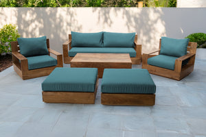 7 pc Pacific Teak Deep Seating Set with 72" Coffee Table. Sunbrella Cushion.