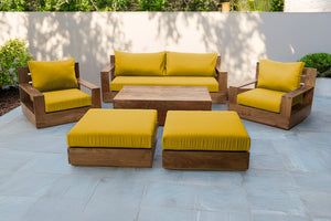 7 pc Pacific Teak Deep Seating Set with 72" Coffee Table. Sunbrella Cushion.