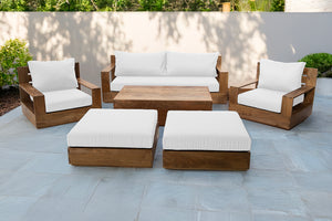 7 pc Pacific Teak Deep Seating Set with 72" Coffee Table. Sunbrella Cushion.