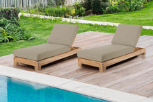 Set of 2 Pacific Teak Outdoor Chaise Lounger. Sunbrella Cushion.