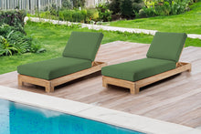 Set of 2 Pacific Teak Outdoor Chaise Lounger. Sunbrella Cushion.