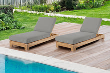 Set of 2 Pacific Teak Outdoor Chaise Lounger. Sunbrella Cushion.