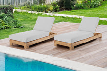 Set of 2 Pacific Teak Outdoor Chaise Lounger. Sunbrella Cushion.