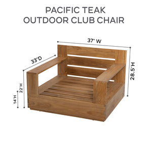 Pacific Teak Outdoor Club Chair. Sunbrella Cushion