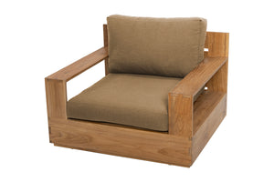 Pacific Teak Club Chair w/ Ottoman. Sunbrella Cushion.