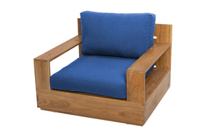 Pacific Teak Club Chair w/ Ottoman. Sunbrella Cushion.