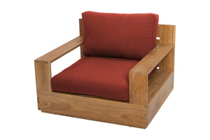 6 pc Pacific Teak Club Chair Chat Group with Coffee and End Table. Sunbrella Cushion.