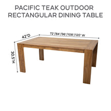 Pacific Rectangular Teak Outdoor Dining Table - 5 Sizes