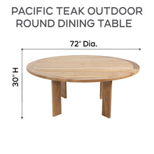 7 pc Pacific Teak Dining Set with 72" Round Dining Table