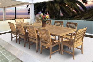 Royal Teak Family Teak Outdoor 44" x 96-120" Expansion Dining Table