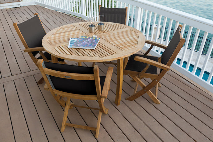 Royal Teak 5-Piece Sailmate Teak and Sling Dining Set with Dolphin 50