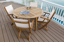 Royal Teak 5-Piece Sailmate Teak and Sling Dining Set with Dolphin 50" Round Table