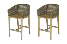 Set of 2 Royal Teak Malibu Rope & Teak Bar Stool