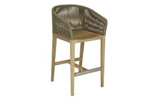 Set of 2 Royal Teak Malibu Rope & Teak Bar Stool