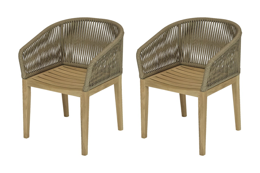 Set of 2 Royal Teak Malibu Rope & Teak Dining Chair