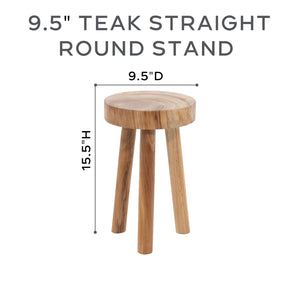 9.5" x 15.5" Teak Straight Leg Round Tripod Stand