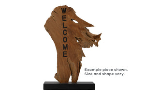 Teak Wood Welcome Sign Stand