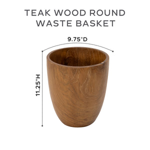 Teak Wood Round Waste Basket (P)