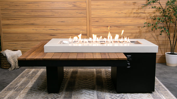 Outdoor Greatroom UPT-1242 Uptown Iroko Concrete Top Gas Fire Table