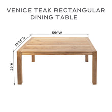 Venice Teak Rectangular Dining Table - 5 Sizes