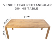 9 pc Venice Teak Dining Set with 84" Rectangular Dining Table