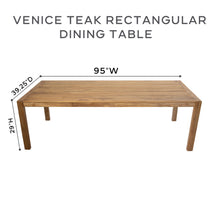 9 pc Venice Teak Dining Set with 95" Rectangular Dining Table