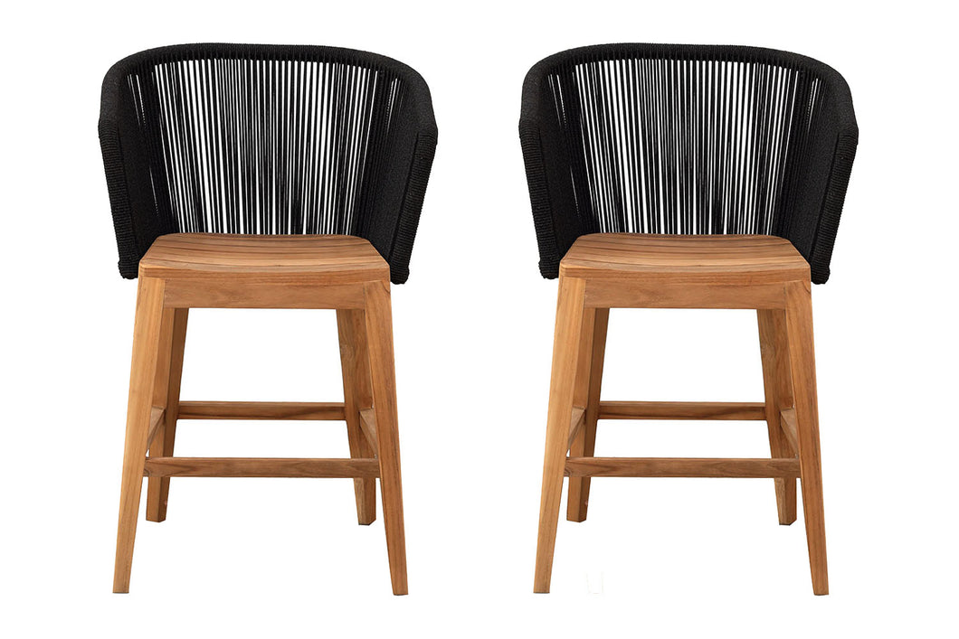 Set of 2 Westlake Rope & Teak Outdoor Counter Stool