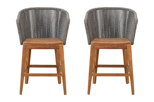 Set of 2 Westlake Rope & Teak Outdoor Counter Stool