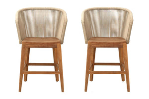 Set of 2 Westlake Rope & Teak Outdoor Counter Stool