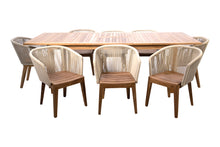 9 pc Westlake Rope & Teak Outdoor Dining Set with 79"/102.5" Expansion Table