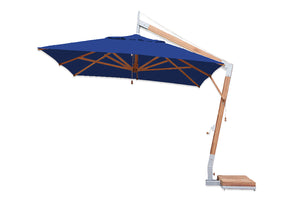Bambrella 8.5' x 11.5' Rectangular Levante Side Wind Bamboo Crank Lift Manual Tilt Cantilever Umbrella