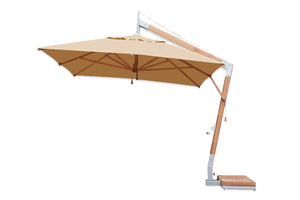 Bambrella 8.5' x 11.5' Rectangular Levante Side Wind Bamboo Crank Lift Manual Tilt Cantilever Umbrella