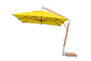 Bambrella 10' x 13' Rectangular Levante Side Wind Bamboo Crank Lift Manual Tilt Cantilever Umbrella