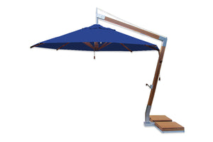 Bambrella 11.5' Round Levante Side Wind Bamboo Crank Lift Manual Tilt Cantilever Umbrella