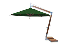 Bambrella 11.5' Round Levante Side Wind Bamboo Crank Lift Manual Tilt Cantilever Umbrella